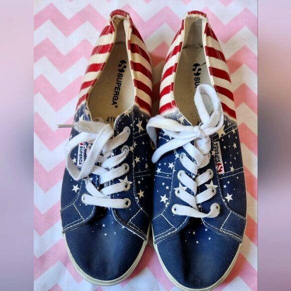 Superga 4th of July kicks RED WHITE BLUE Size 10 - Picture 2 of 7